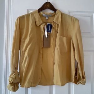 Mustard yellow cropped button down